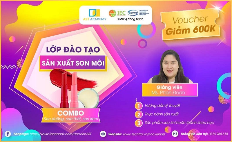 học viện đào tạo khoa học sản xuất son môi
